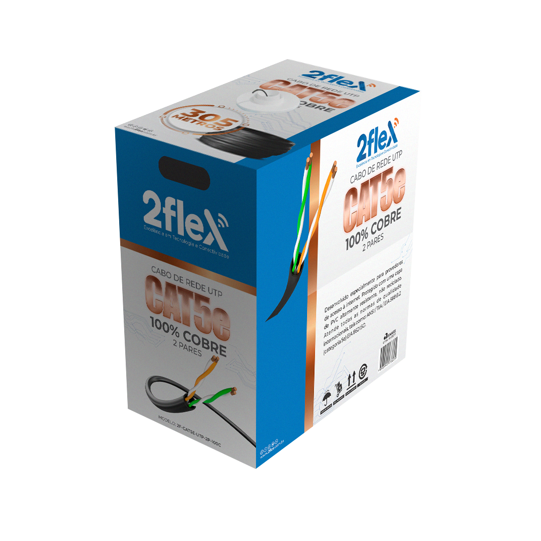 Cabo de Rede CaT5e 4 pares 100% cobre - 2Flex